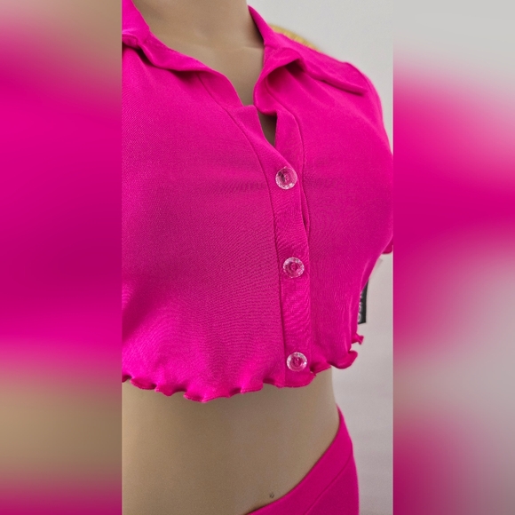 NEW! Women's PINK Two Piece Stretchy Pant Set - M & L - Picture 4 of 8